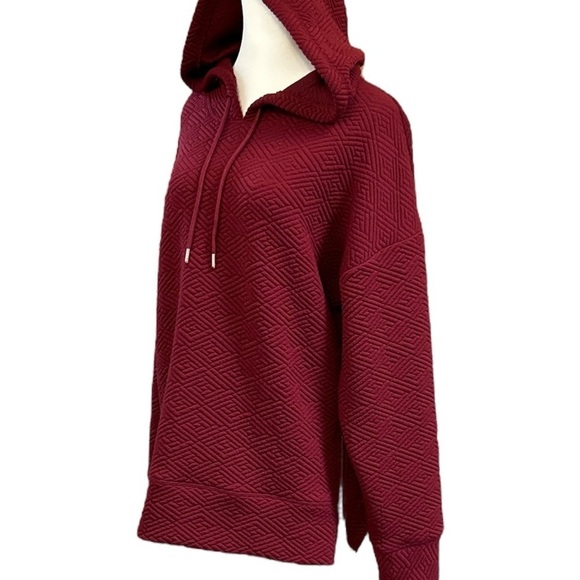 Ideology Zip-Side Quilted Hoodie Burgundy Size Medium - Picture 2 of 9